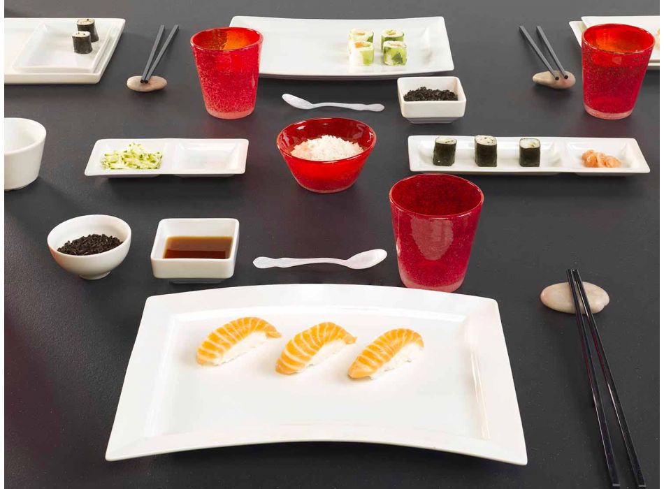 Set de plăci de cină moderne din porțelan alb 25 bucăți - bazal Viadurini