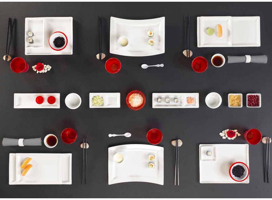 Set de plăci de cină moderne din porțelan alb 25 bucăți - bazal Viadurini