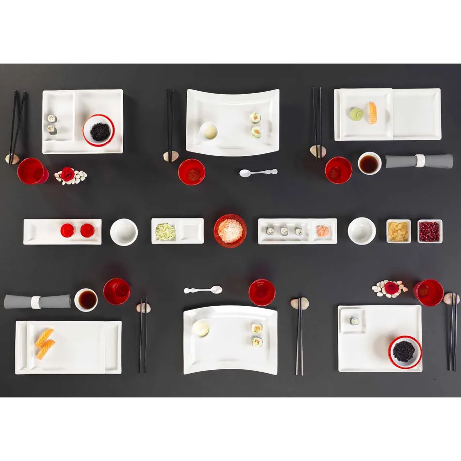 Set de plăci de cină moderne din porțelan alb 25 bucăți - bazal Viadurini