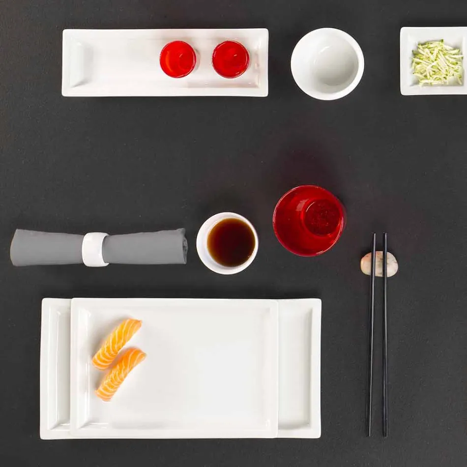 Set de plăci de cină moderne din porțelan alb 25 bucăți - bazal Viadurini