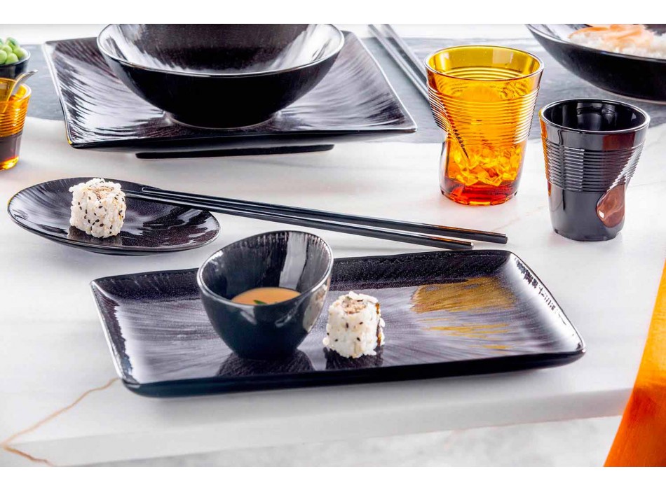 Dinnerware Set 28 bucăți de design modern complet din porțelan negru - Skar Viadurini