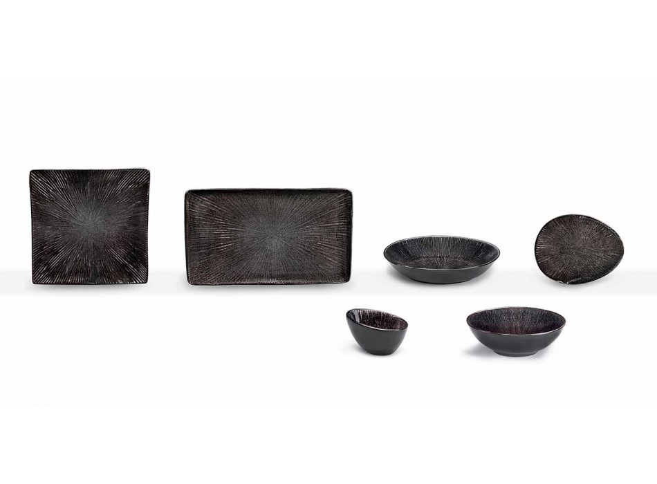 Dinnerware Set 28 bucăți de design modern complet din porțelan negru - Skar Viadurini