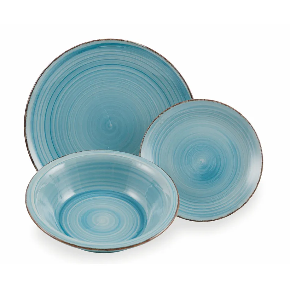 Serviciu de vesela in Hard Dolomite Blue Shades 18 Piese - Abruzzo Viadurini