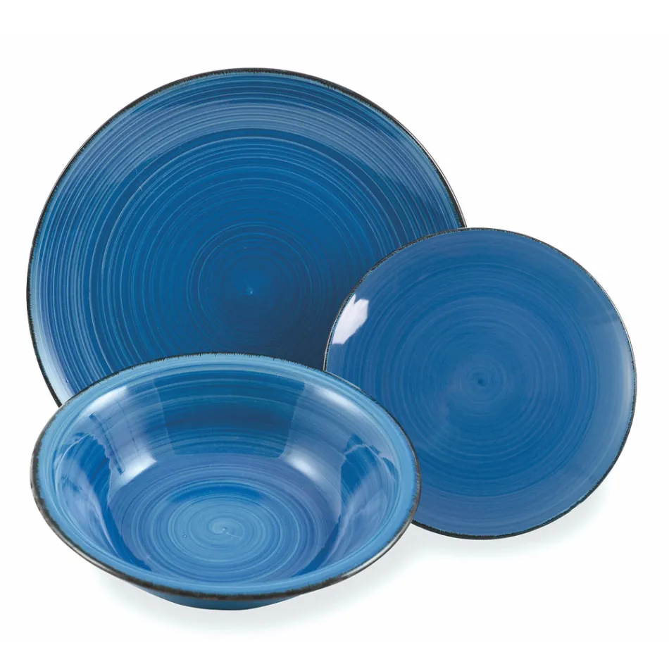 Serviciu de vesela in Hard Dolomite Blue Shades 18 Piese - Abruzzo Viadurini