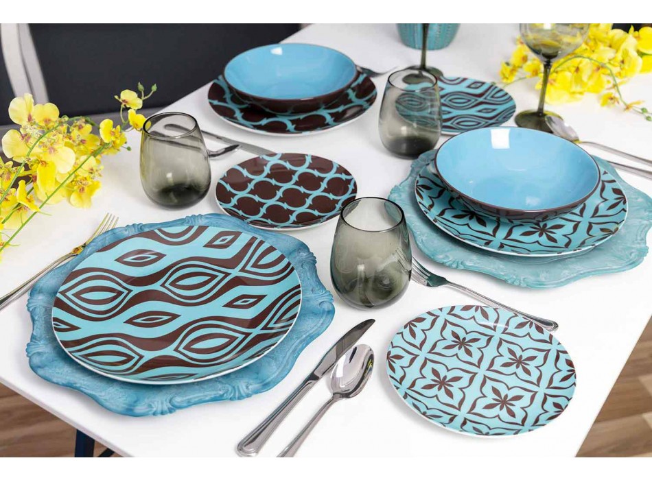 Dinnerware Set portelan modern de porțelan colorat 18 piese - Timesquare Viadurini