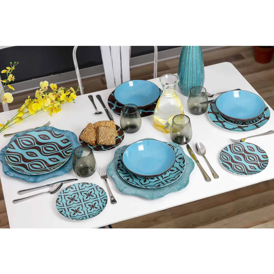 Dinnerware Set portelan modern de porțelan colorat 18 piese - Timesquare Viadurini