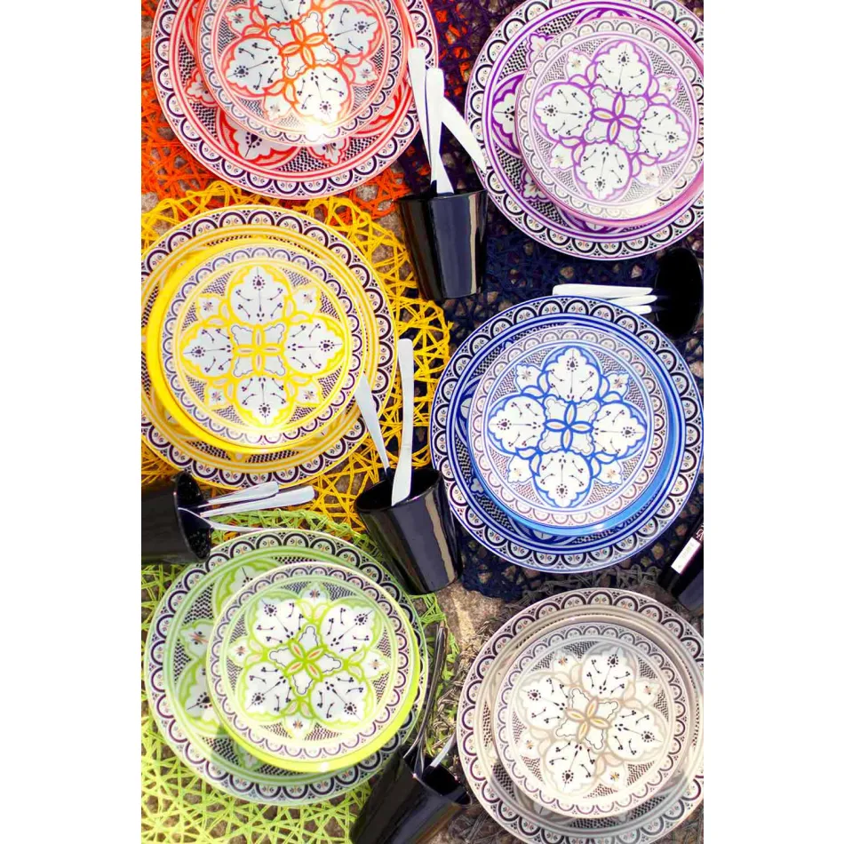 Serviciu de mâncăruri etnice în porțelan și gresie colorată și modernă din 18 piese - Fez Viadurini