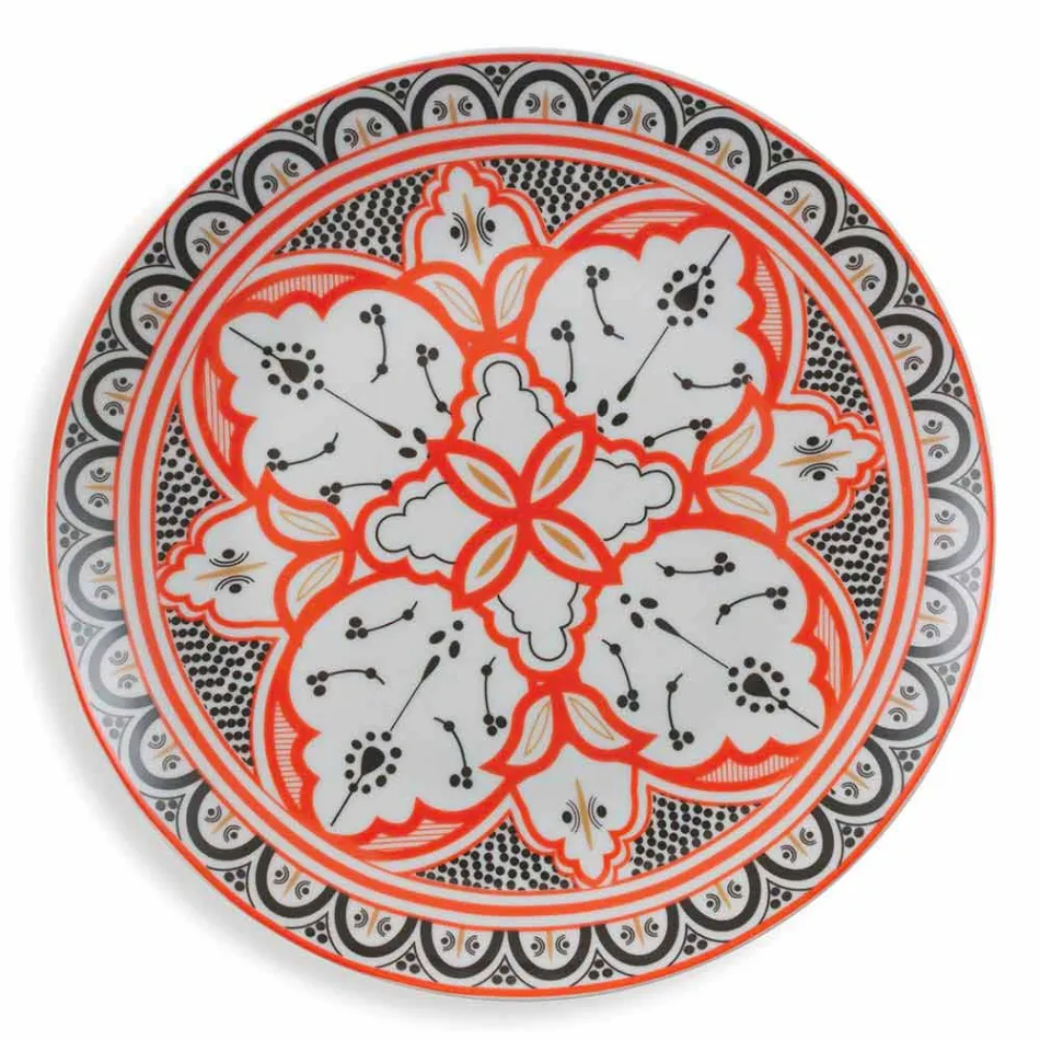 Serviciu de mâncăruri etnice în porțelan și gresie colorată și modernă din 18 piese - Fez Viadurini