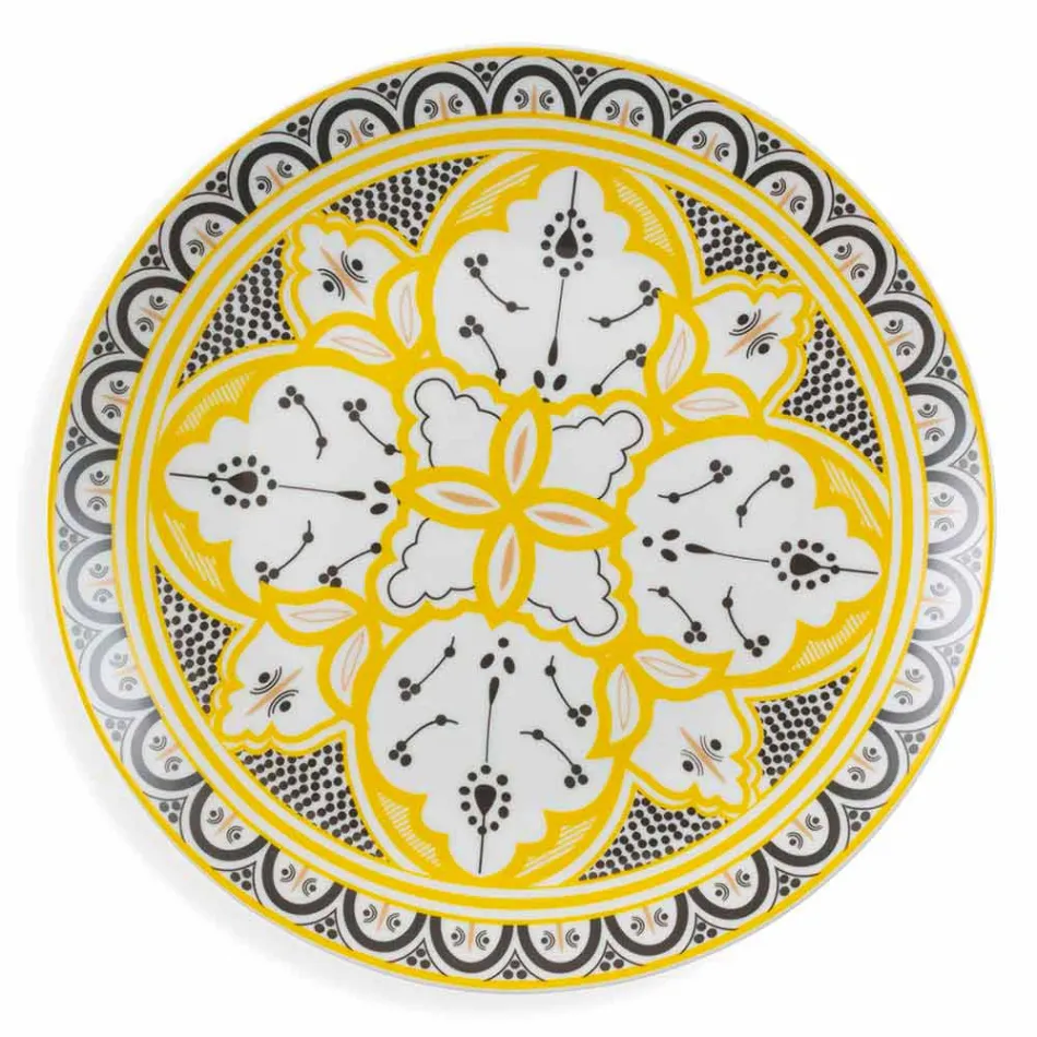 Serviciu de mâncăruri etnice în porțelan și gresie colorată și modernă din 18 piese - Fez Viadurini