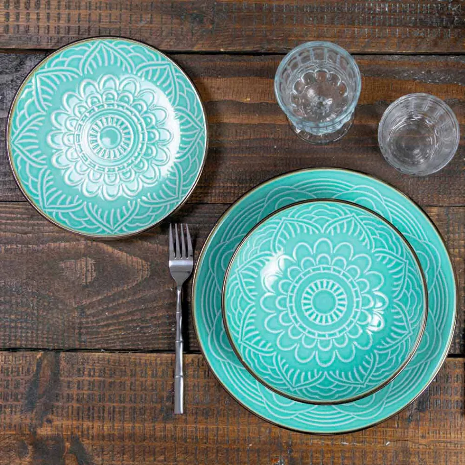 Serviciu de vase în Greutate tare Dolomită, Albastru deschis sau Albastru 18 bucăți - Arabă Viadurini