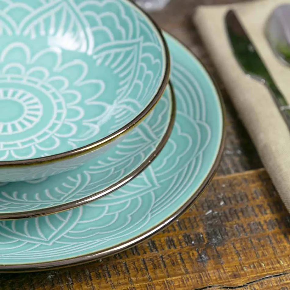 Serviciu de vase în Greutate tare Dolomită, Albastru deschis sau Albastru 18 bucăți - Arabă Viadurini