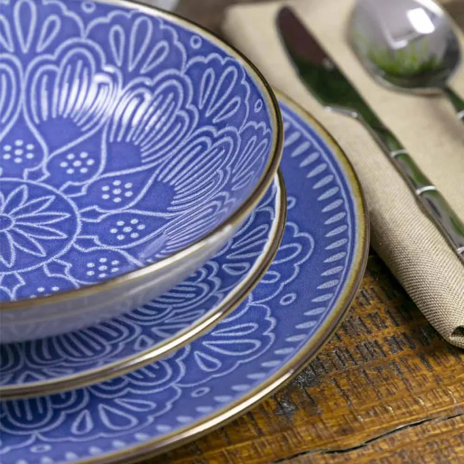 Serviciu de vase în Greutate tare Dolomită, Albastru deschis sau Albastru 18 bucăți - Arabă Viadurini