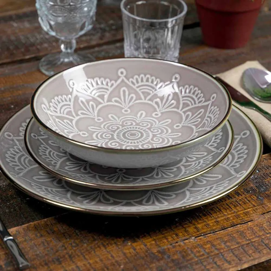 Serviciu de vase în Greutate tare Dolomită, Albastru deschis sau Albastru 18 bucăți - Arabă Viadurini