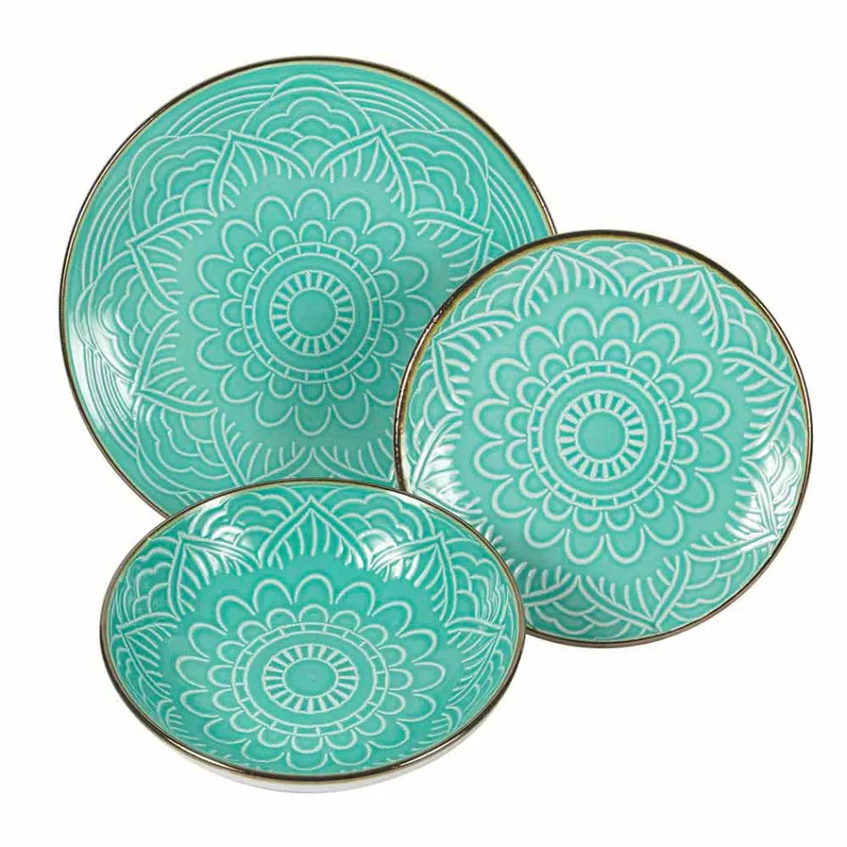 Serviciu de vase în Greutate tare Dolomită, Albastru deschis sau Albastru 18 bucăți - Arabă Viadurini