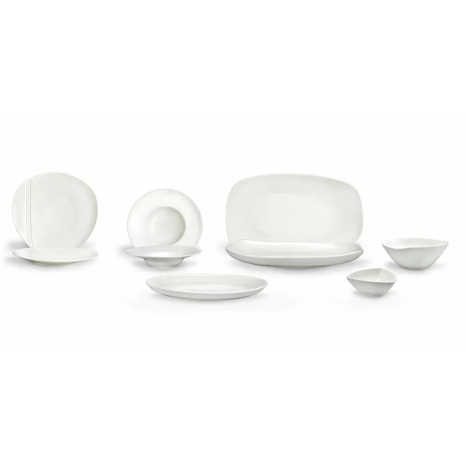 Set de veselă din porțelan alb, 23 piese Design modern și elegant - Nalah Viadurini