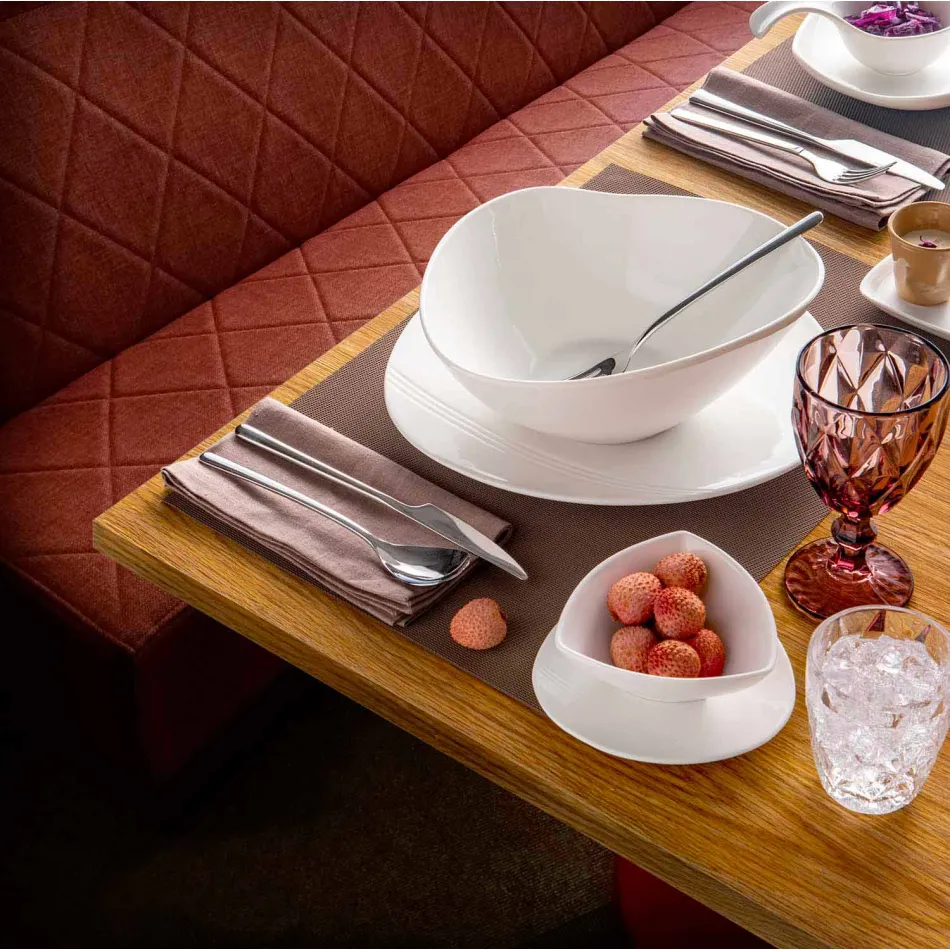 Set de veselă din porțelan alb, 23 piese Design modern și elegant - Nalah Viadurini