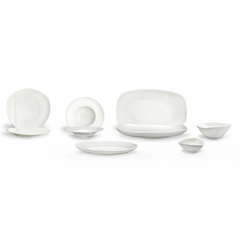 Set de veselă din porțelan alb, 23 piese Design modern și elegant - Nalah Viadurini