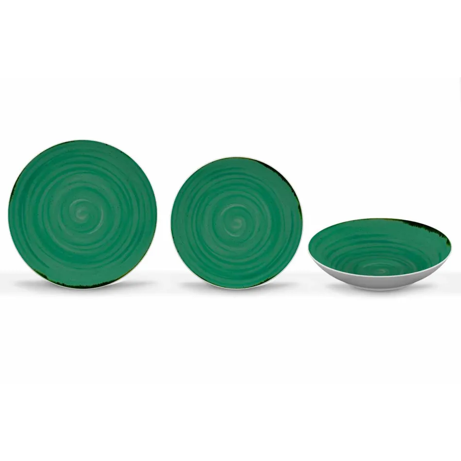 Serviciu de farfurie de masă colorată și modernă din porțelan de 18 bucăți - Rurolo Viadurini