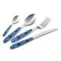 Set Tacâmuri Oțel și Plastic Decorație Albastru sau Alb 24 Buc - Alessandra
