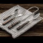 Set de tacâmuri din oțel inoxidabil și plastic fildeș perlat 24 buc - Carlotta Viadurini