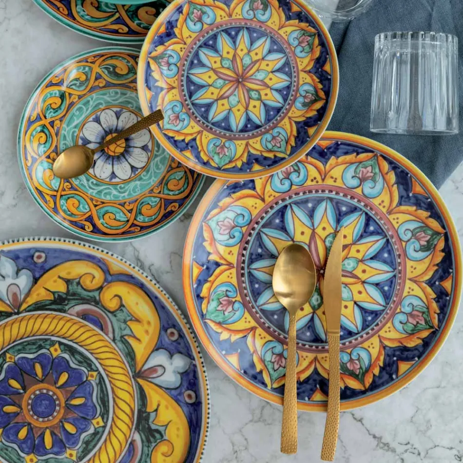 Set de tacâmuri din oțel satinat cu efect de țestoasă 24 piese - Rock Viadurini