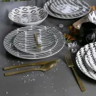 Set de tacâmuri din oțel satinat cu efect de țestoasă 24 piese - Rock Viadurini