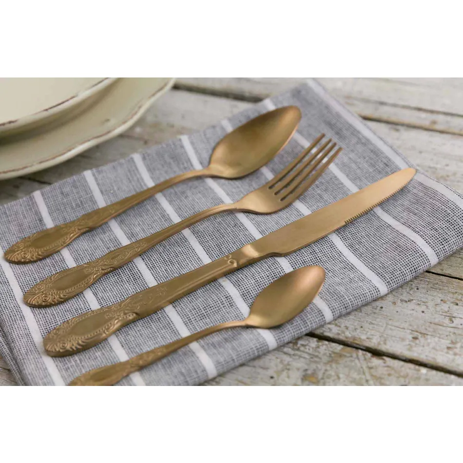 Set de tacâmuri colorate din oțel satinat colorat complet 24 piese - fantezie Viadurini