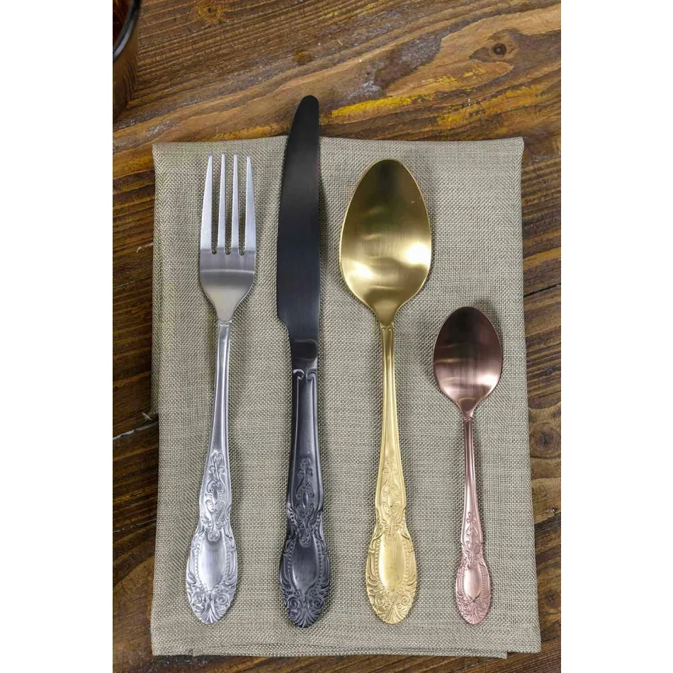 Set de tacâmuri colorate din oțel satinat colorat complet 24 piese - fantezie Viadurini