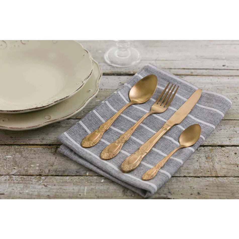 Set de tacâmuri colorate din oțel satinat colorat complet 24 piese - fantezie Viadurini