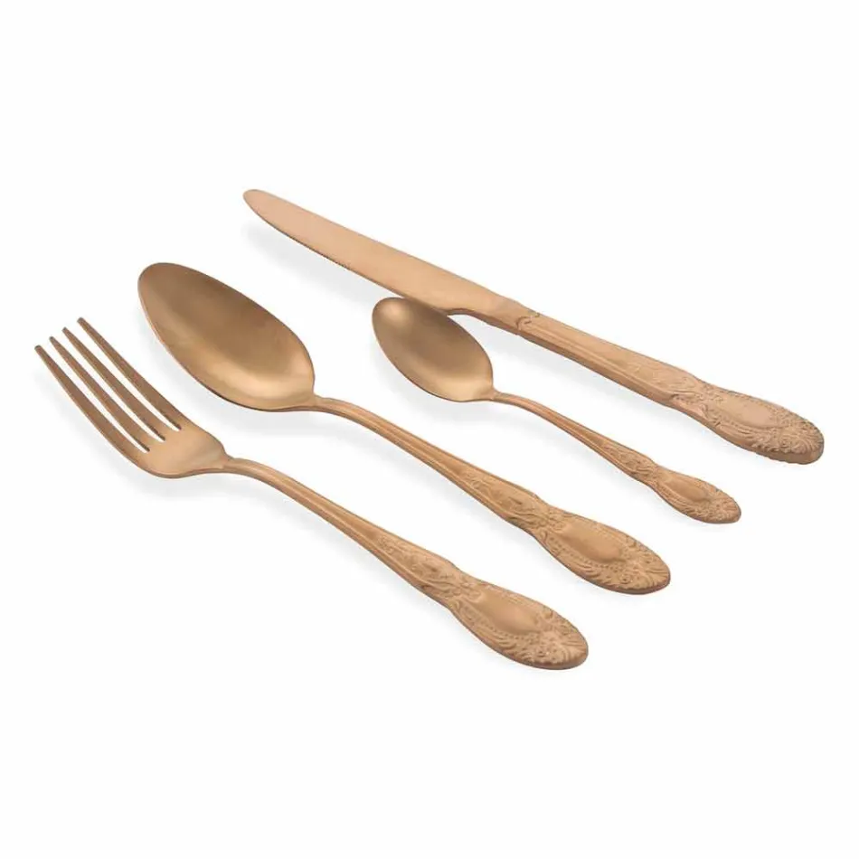 Set de tacâmuri din oțel satinat colorat complet 24 piese - Fantasiapos Viadurini