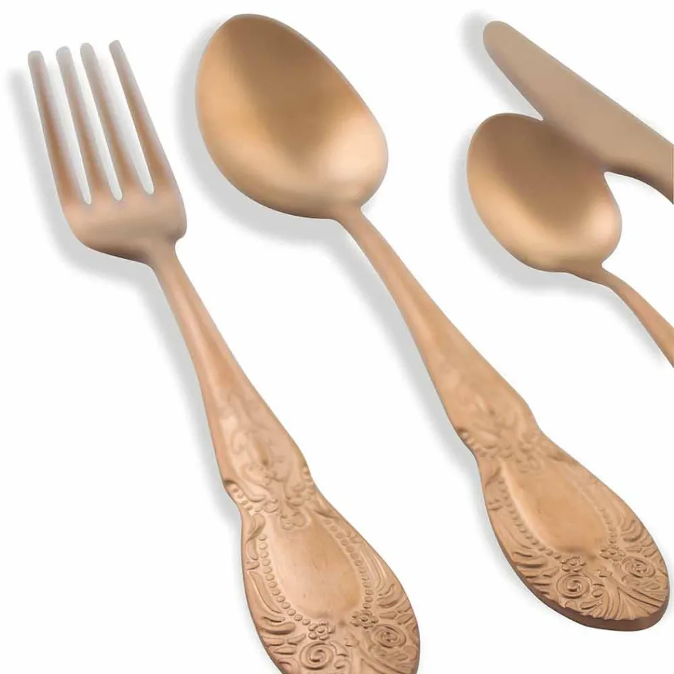 Set de tacâmuri din oțel satinat colorat complet 24 piese - Fantasiapos Viadurini