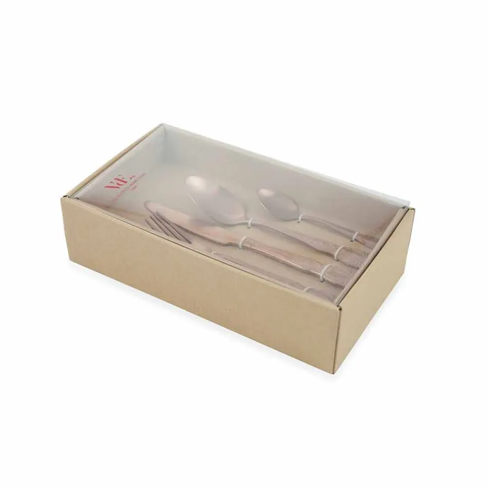 Set de tacâmuri din oțel satinat colorat complet 24 piese - Fantasiapos Viadurini