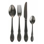 Set de tacâmuri din oțel satinat negru sau auriu 24 piese complete - Fantezie Viadurini