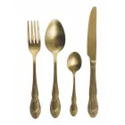 Set de tacâmuri din oțel satinat negru sau auriu 24 piese complete - Fantezie Viadurini