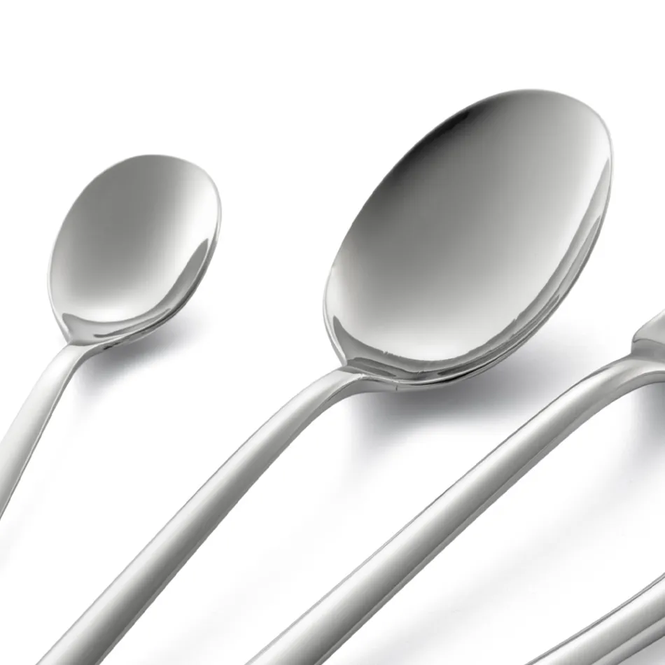 Set de tacâmuri din oțel inoxidabil lustruit cu design pătrat, 24 de bucăți - Bumbun Viadurini