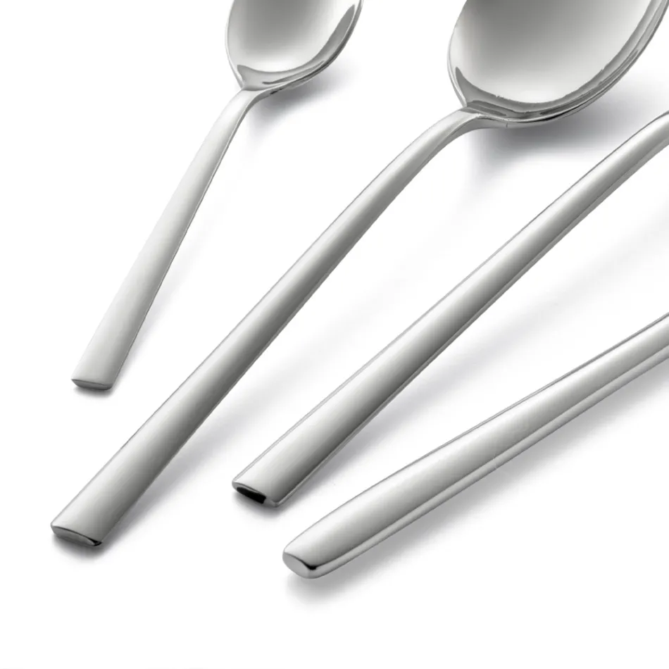 Set de tacâmuri din oțel inoxidabil lustruit cu design pătrat, 24 de bucăți - Bumbun Viadurini