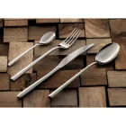 Set de tacâmuri din oțel inoxidabil lustruit cu design pătrat, 24 de bucăți - Bumbun Viadurini