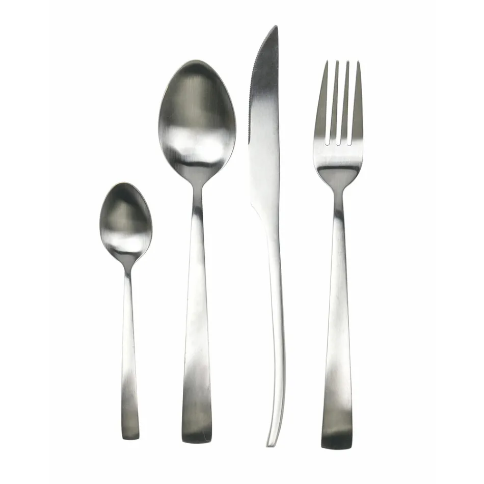 Set de tacâmuri din oțel mat argint, aur sau cupru 24 de piese - Borough Viadurini