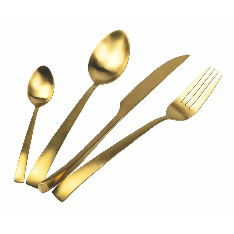 Set de tacâmuri din oțel mat argint, aur sau cupru 24 de piese - Borough Viadurini