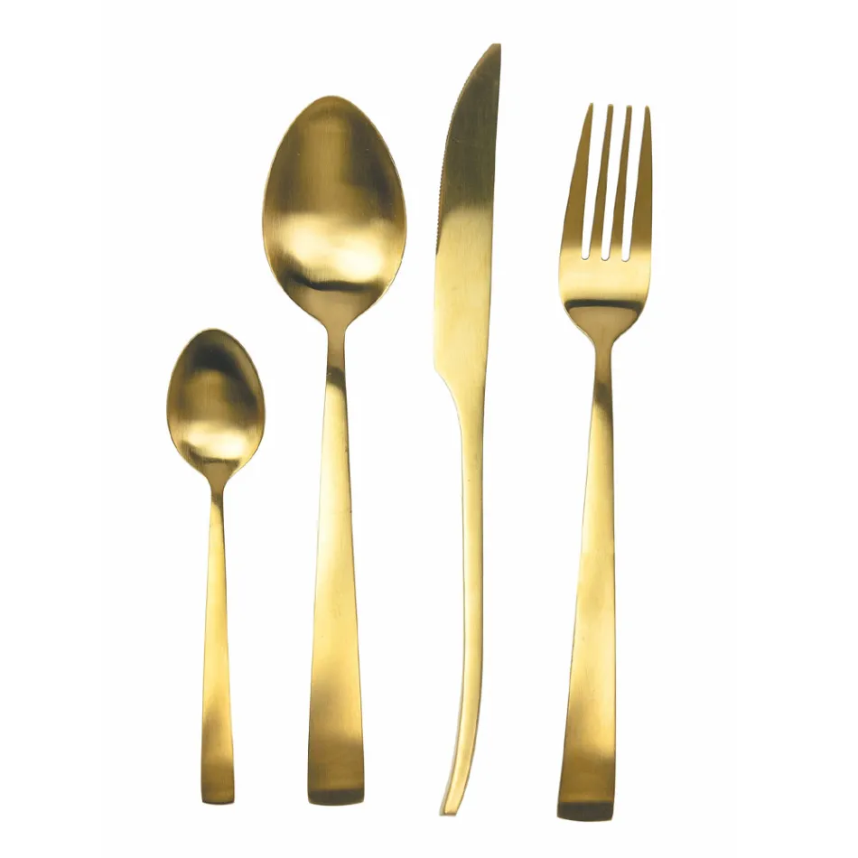 Set de tacâmuri din oțel mat argint, aur sau cupru 24 de piese - Borough Viadurini