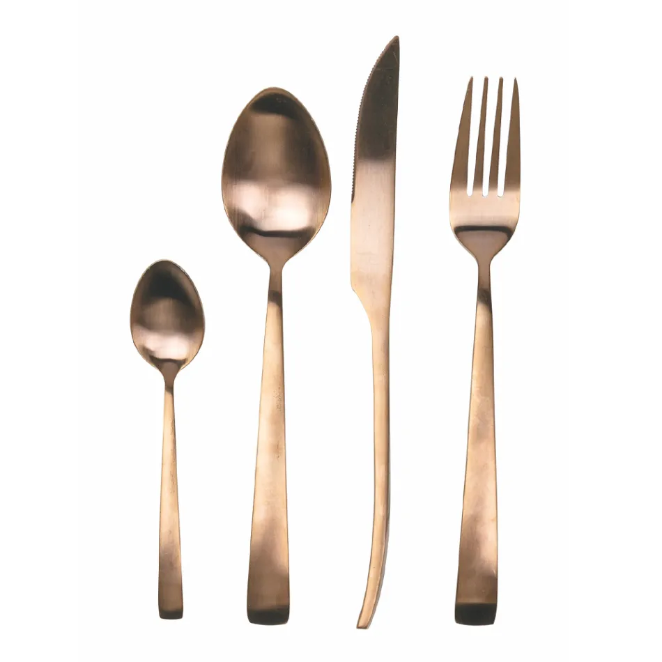 Set de tacâmuri din oțel mat argint, aur sau cupru 24 de piese - Borough Viadurini