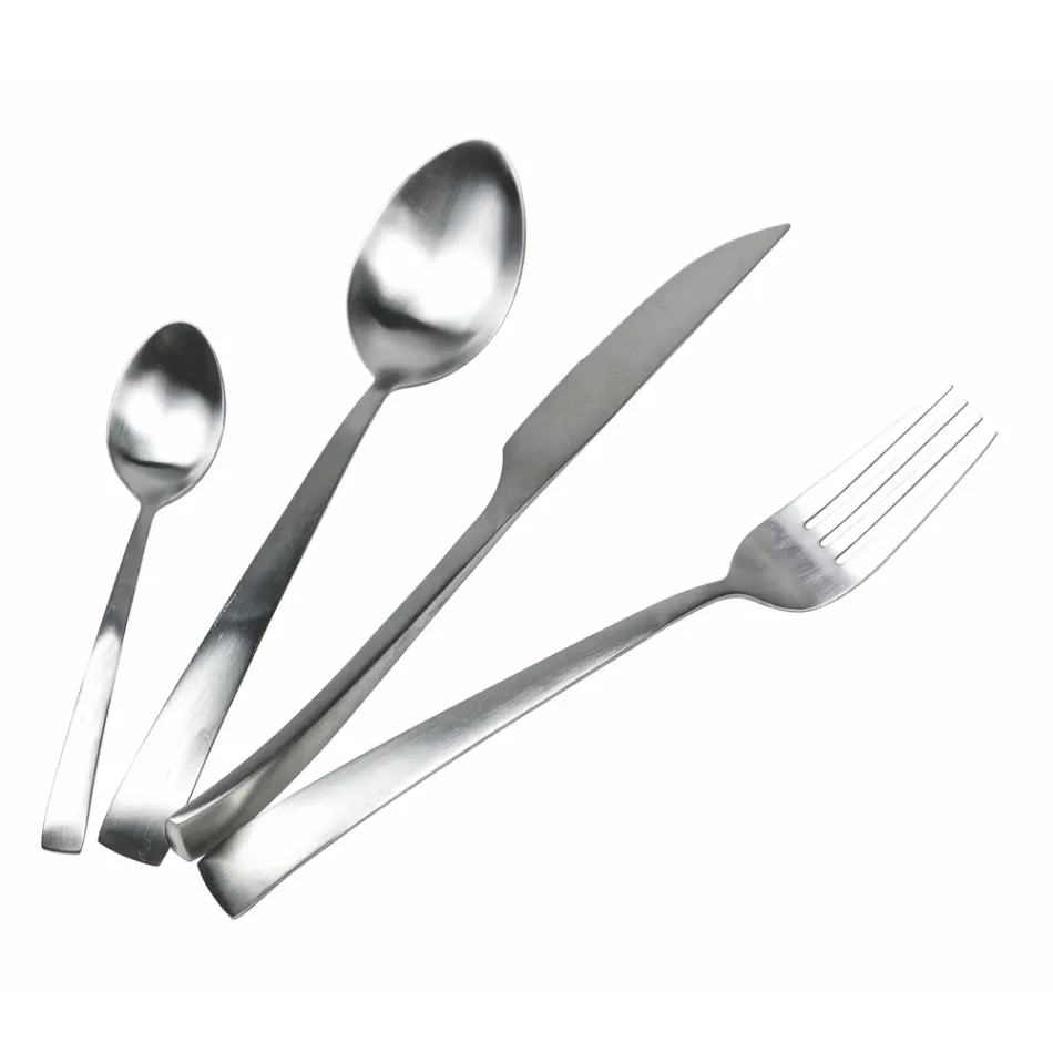 Set de tacâmuri din oțel mat argint, aur sau cupru 24 de piese - Borough Viadurini