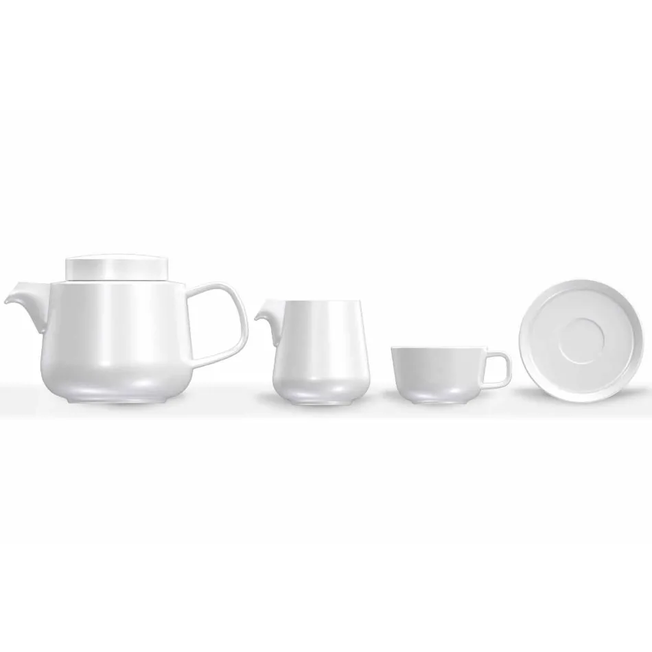 Serviciu de cupe și farfurioare cu ceainic de porțelan și ulcior de lapte 14 bucăți - Arctic Viadurini