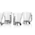 Set ceașcă de ceai din sticlă și metal argintiu cu sclipici 6 bucăți - Sbrillo Viadurini