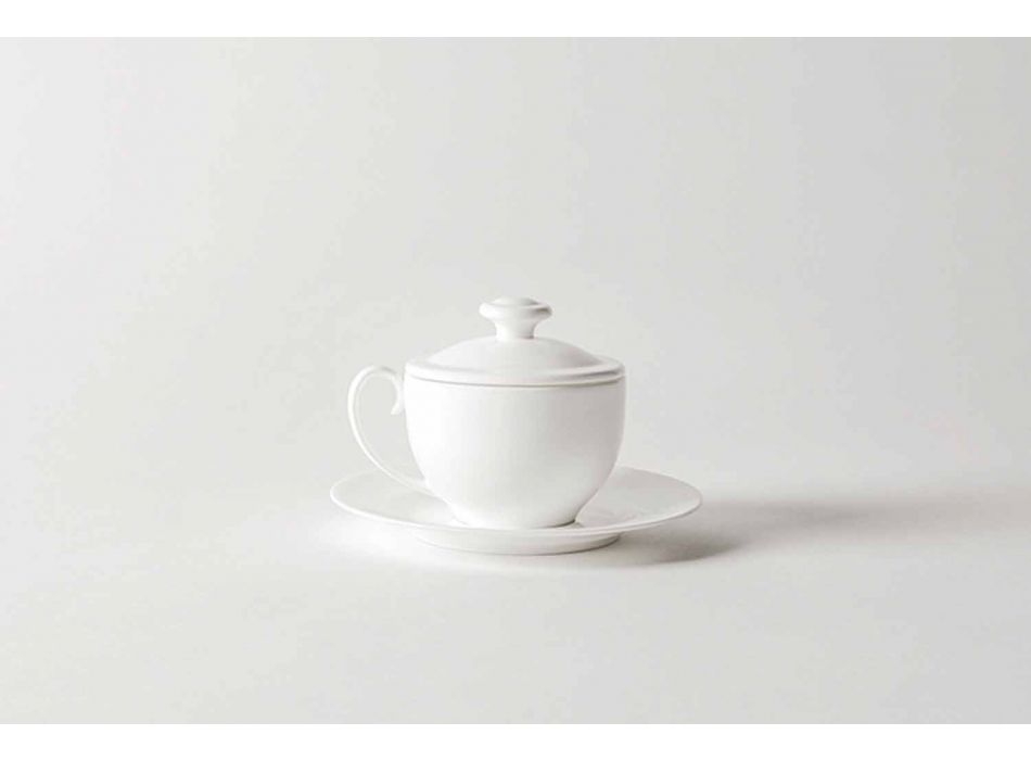 Set de pahare de ceai din porțelan alb 21 bucăți cu capac - Samantha Viadurini