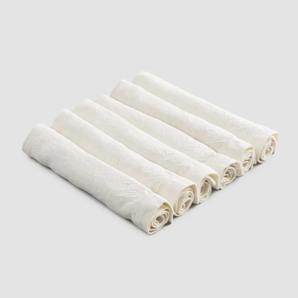 Serviciu elegant de servetel de in cu margine pliata, 6 bucati colorate - Onestini Viadurini