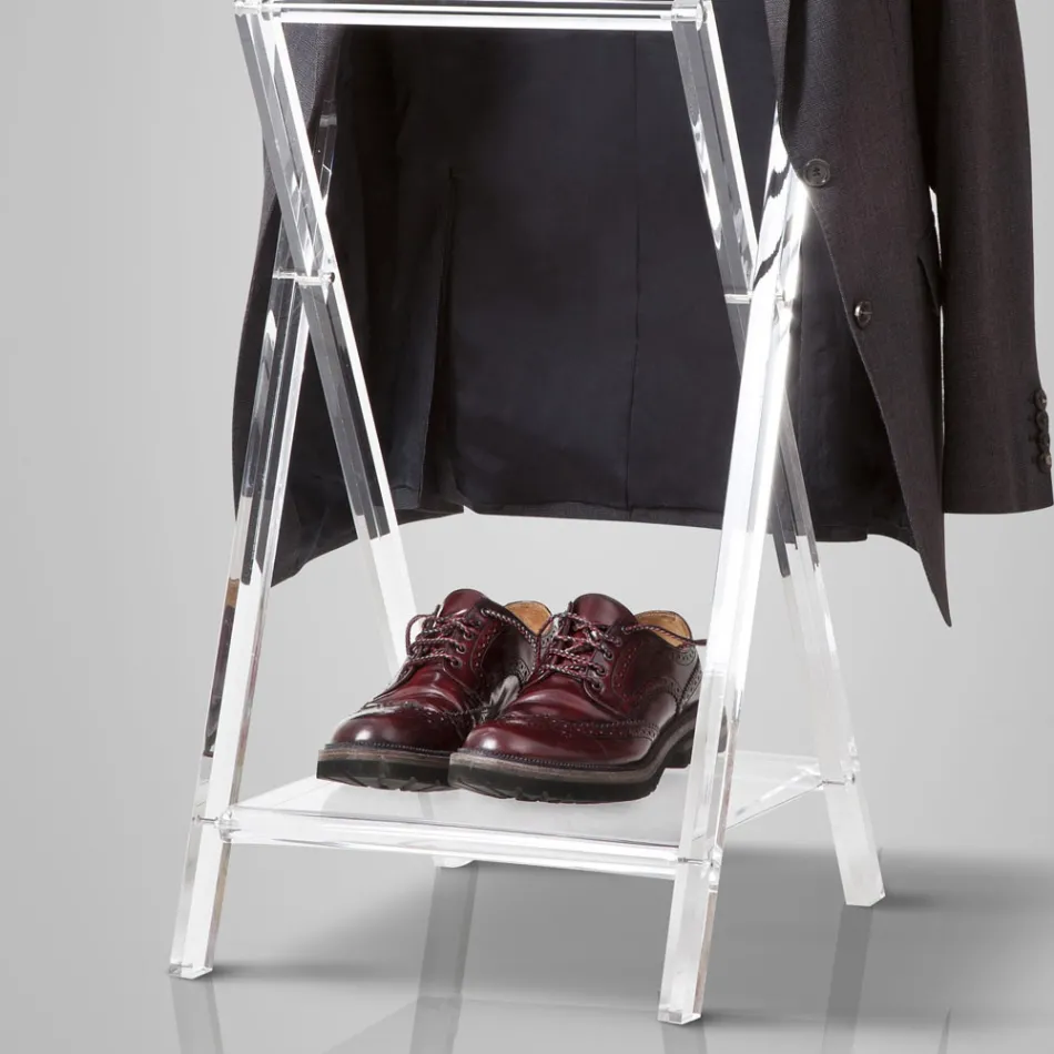 Valet de cameră pliabil din Cristal Acrilic Transparent - Stecla Viadurini