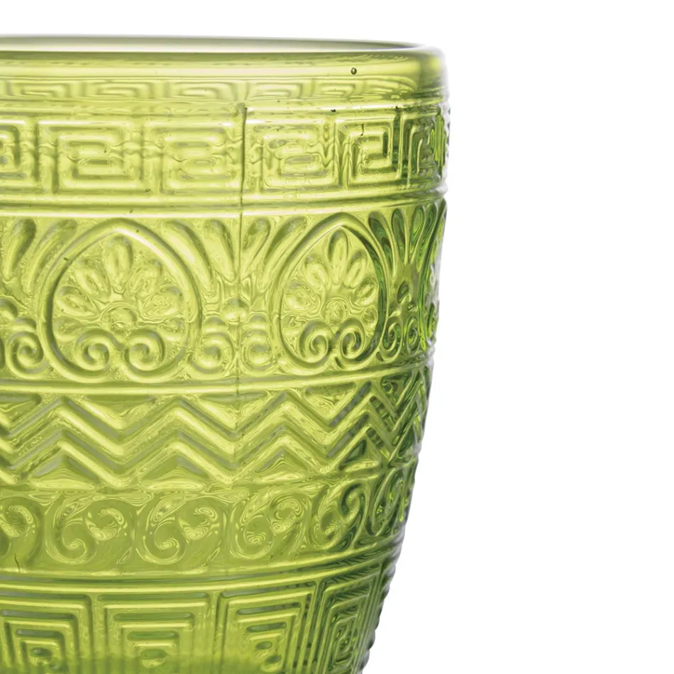 Set 12 Pahare Apa 300 ml in Sticla Colorata si Lucrare Relief - Sirena Viadurini