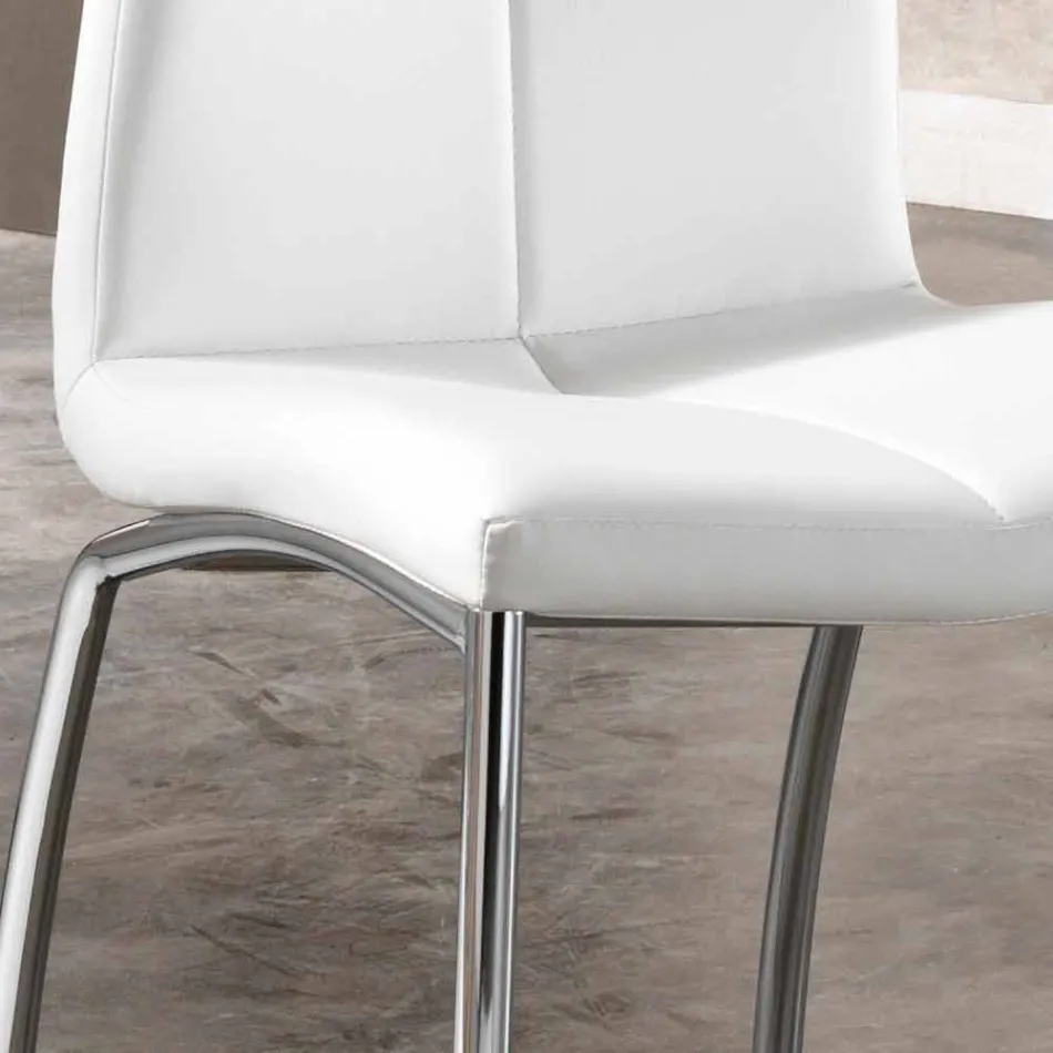 4 septembrie scaune moderne de design din piele faux și crom metalic Alba Viadurini