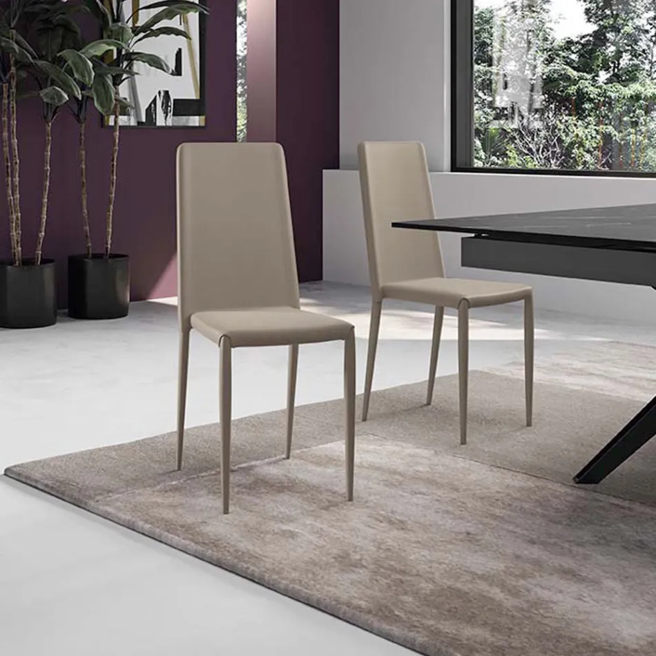 Set de 4 scaune moderne din piele ecologică albă, gri sau gri porumbel - Dora Viadurini